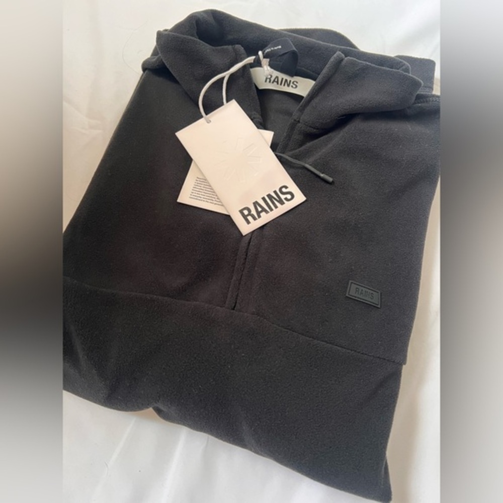 NWT RAINS Addis Fleece Half Zip Full Sleeve‎ Black Pullover Mens Medium